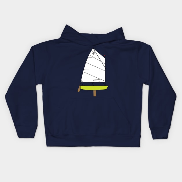 Optimist Sailing Dingy - Light Green Kids Hoodie by CHBB